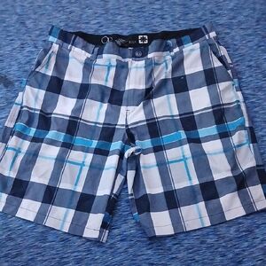 OP Blue and White Checkered Shorts
